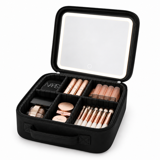 Estuche de Maquillaje Portátil con Compartimentos Ajustables